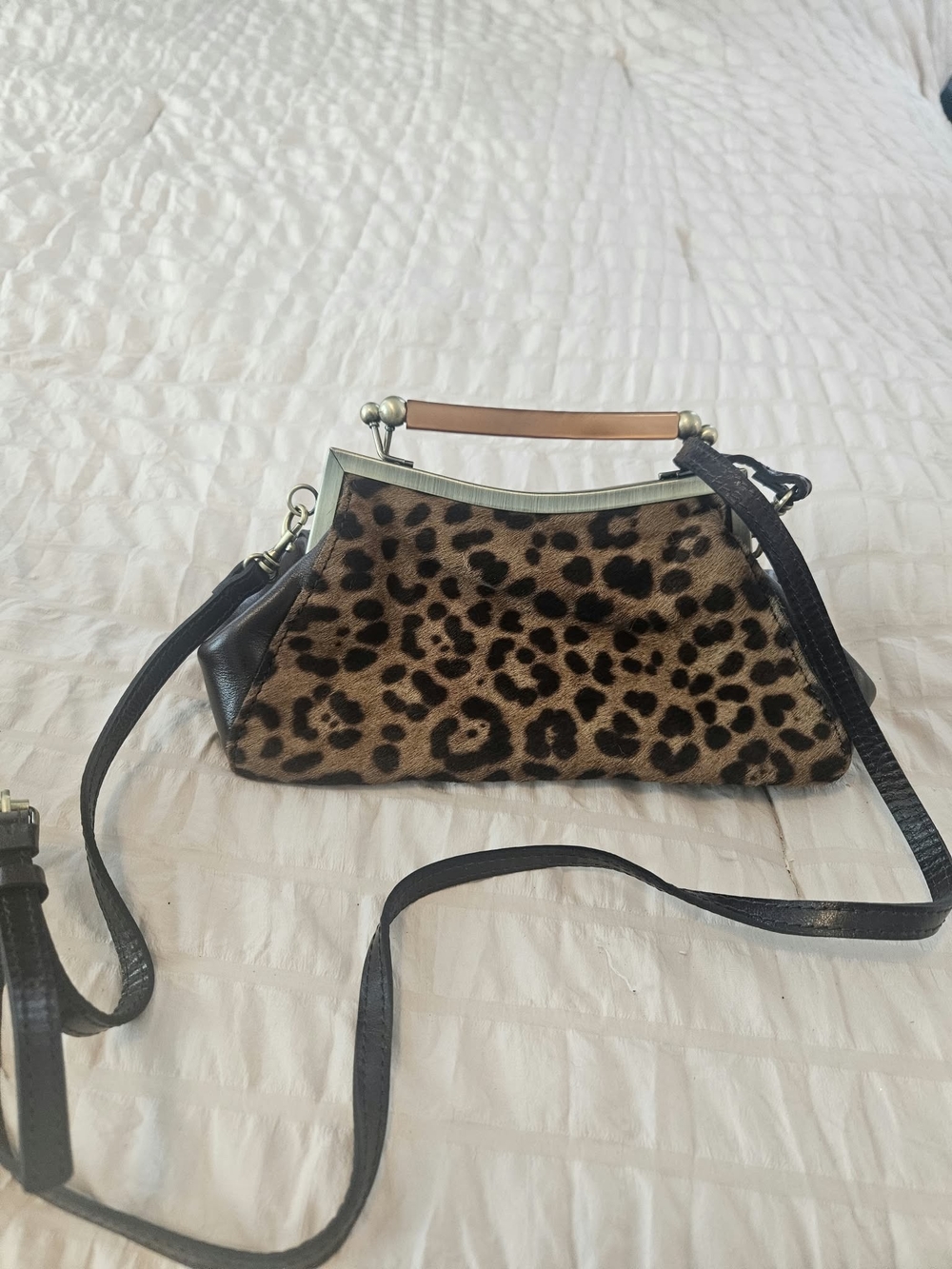 Patricia Nash Leopard Print Top-Handle Crossbody - Brown/Black